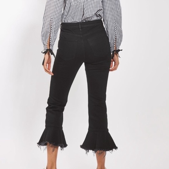 Topshop Moto Dree Cropped Kick Flare Black Jeans F. - Picture 3 of 16